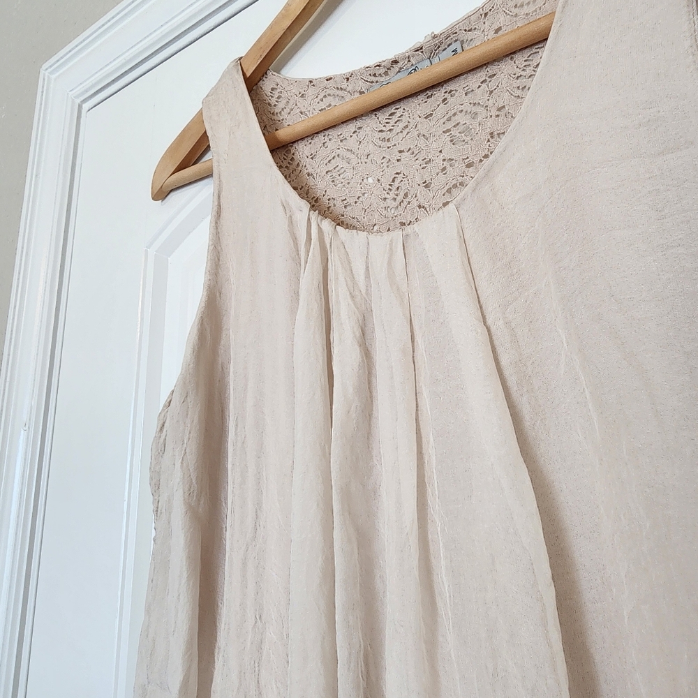 Elena Baldi Silk Lace Beige Tank Top Medium - Picture 2 of 12